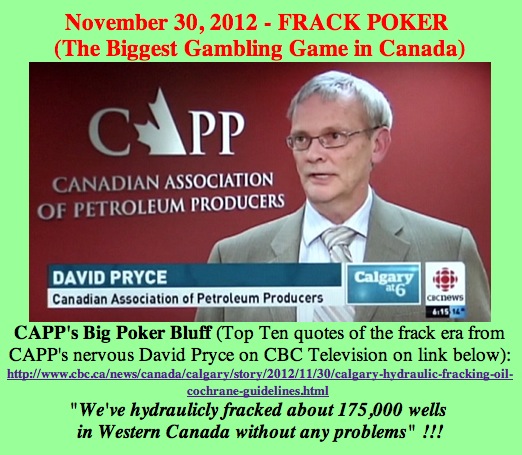 2012 11 30 CAPPPoker CBC earthquakes caused by hydraulic fracturing report featuring Alberta rancher Howard Hawkwood Minister Ken Hughes and CAPP