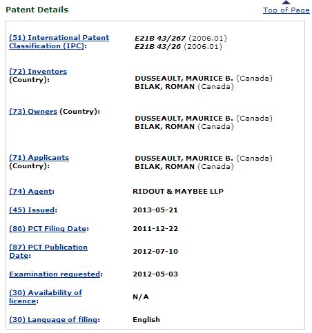 2013 05 Dusseault fac patent issued