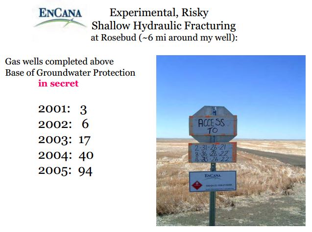 2001 EnCana's shallow frac experiment at Rosebud begins Snap