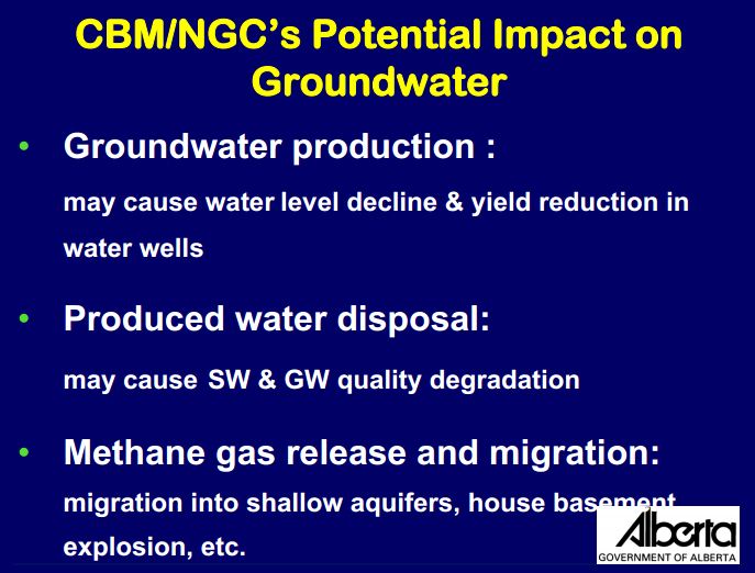 2006 Nga de la Cruz Alberta Environment Methane release migration into shallow aquifers, home basements, explosion