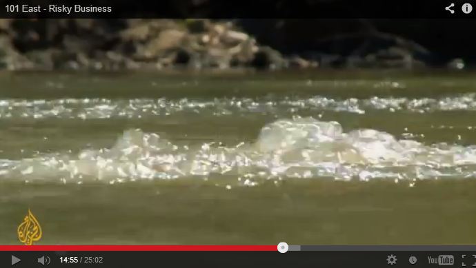 2013 01 14 Risky Business Al Jazeera CSG CBM report leaking methane bubbling in rivers in Australia