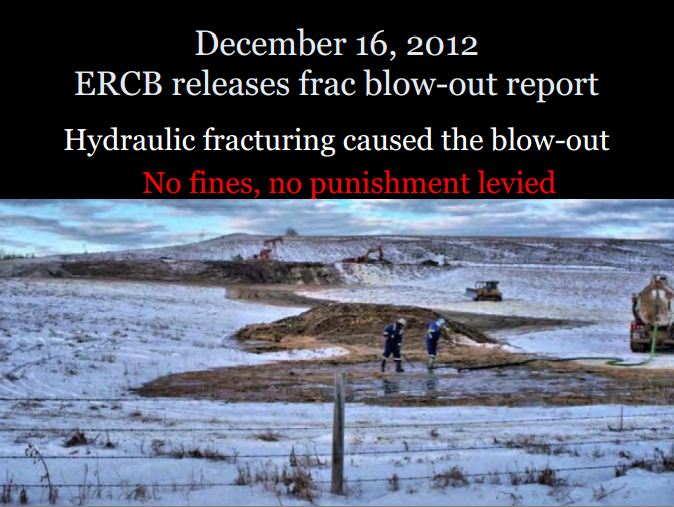 2013 12 16 ERCB now AER report on Innisfail frac blowout No Fines No Punishments levied