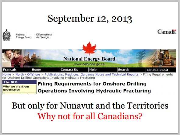 2013 09 12 NEB Onshore Frac Filing Reqments but only for the north, not for all Canadians