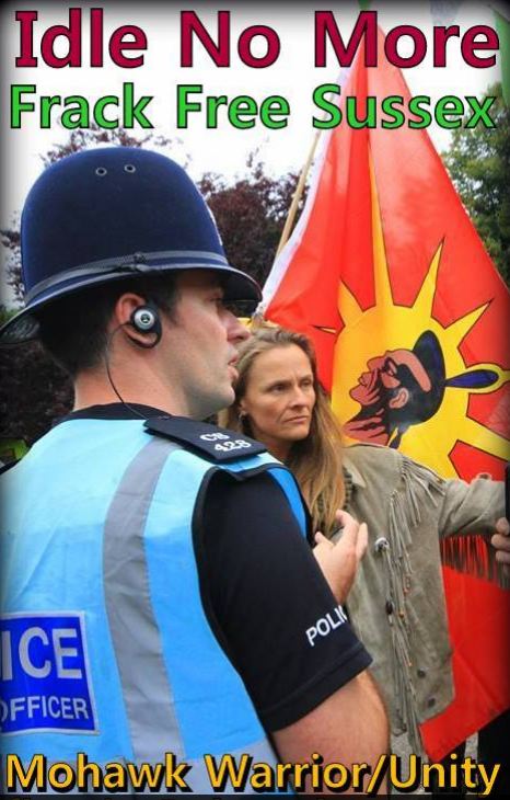 2013 09 13 Idle no More Frack Free Sussex Mohawk Warrior Unity Flag