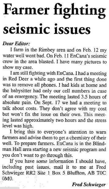 2013 09 24 Alberta farmer fighting Encana over loss of water well, arrogant bullying Encana takes farmers cell phone away in negotiation meeting