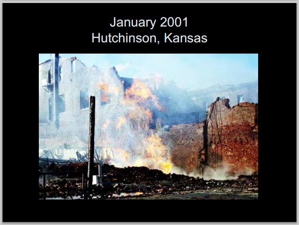 2001 Hutchinson Kansas explosions killed two people industry's leaking gas eventually was found to have caused the explosions