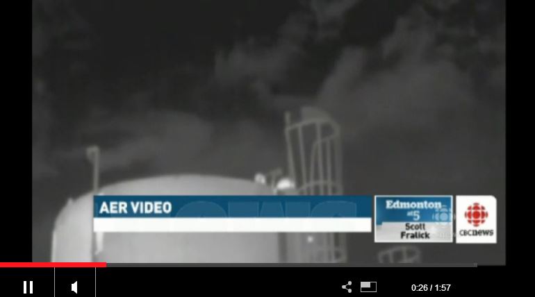 2013 12 25 Snap from CBC video showing regulator clip on the Baytex toxic emissions