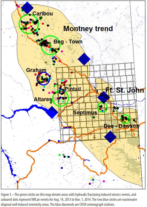 2014 12 Investigation of Observed Seismicity in the Montney Trend by BC OGC Map 193 quakes caused by fracing, 38 by frac waste disposal