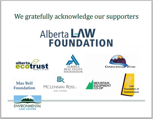2014 Ab Environmental Law Centre Green Regs & Ham supporters, mclennan ross law firm, etc
