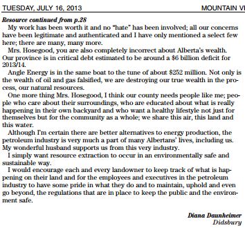 2013 07 16 Resource extraction should be safe Letter by Diana Daunheimer pt 2