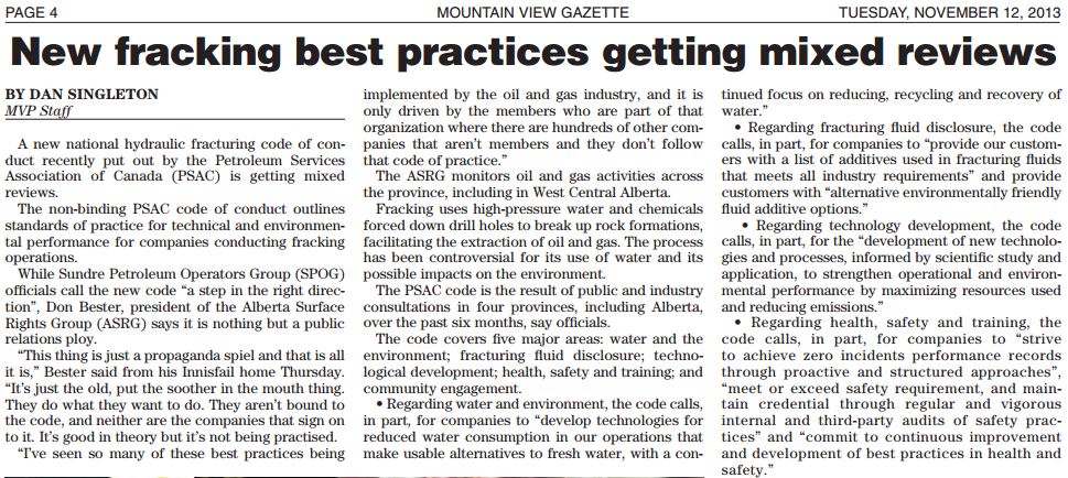 2013 11 12 New fracking best practices get mixed reviews