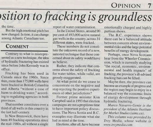 2014 01 07 Opposition to Fracking is Groundless Whitehorse Star Nunmerous lies by Troy Media pg 2
