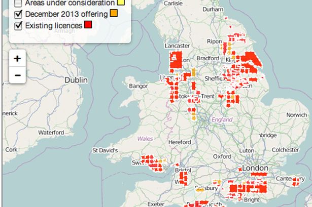 2014 01 16 Frac map England, heavily flooded areas to be heavily frac'd