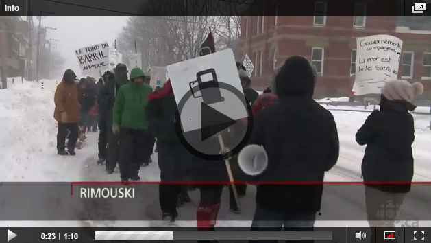 2014 02 16 Protest in Rimouski against Quebec govt partnering with the oil and gas industry to frac Anticosti island