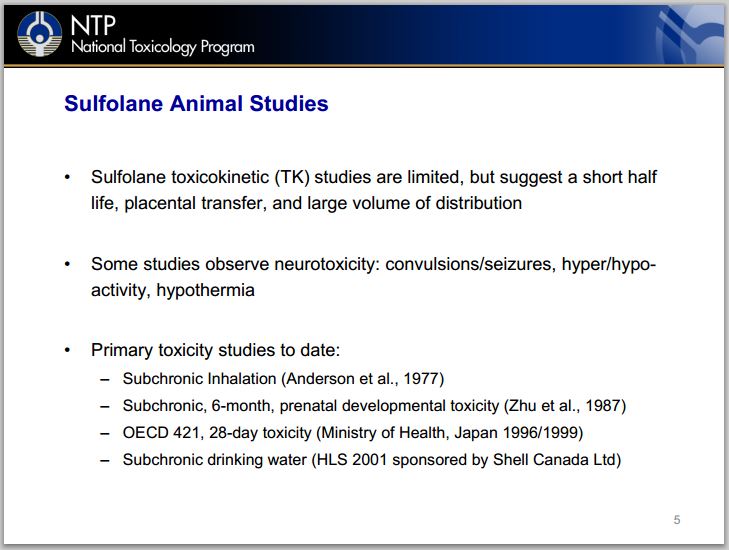 2011 Sulfolane Animal Studies National Toxicology Program