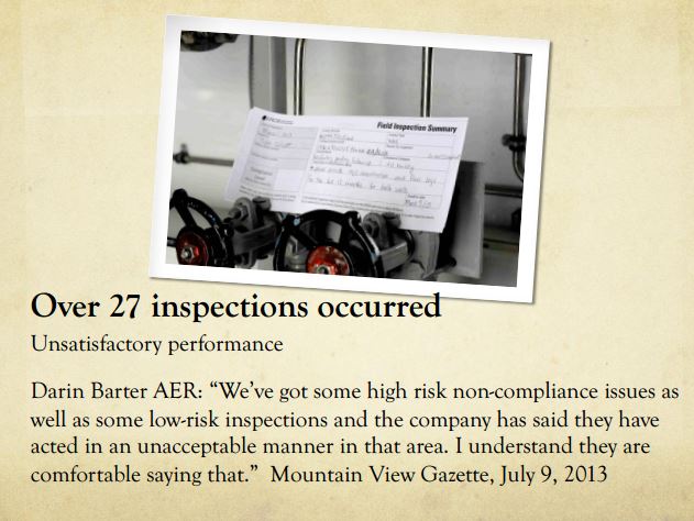 2014 03 13 Diana Daunheimer Fracturing our lives and how it affects us all )ver 27 inspections