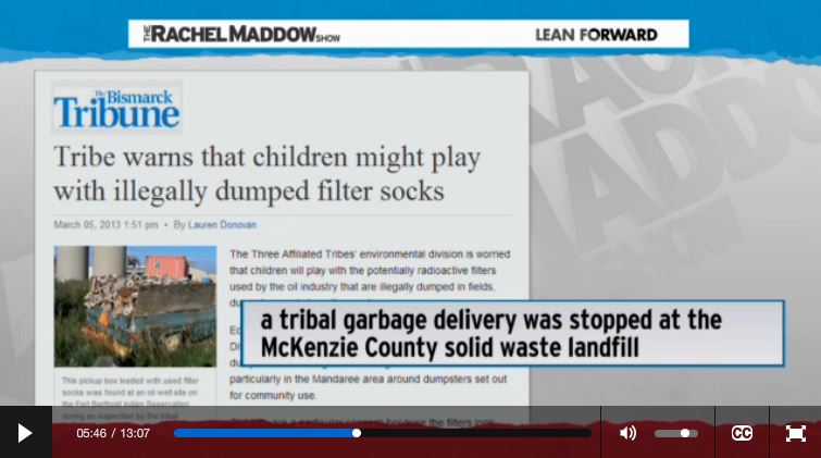 2014 03 14 Radioactive waste illegally dumped in North Dakota Rachel Maddow show Frackings Radioactive Sock Hop dump children might play with