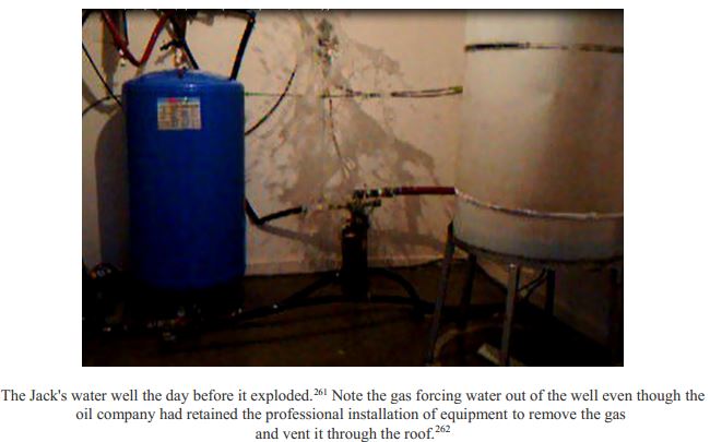 2006 May Bruce Jack's water forced out of well because the dangerous concentrations of methane and ethane