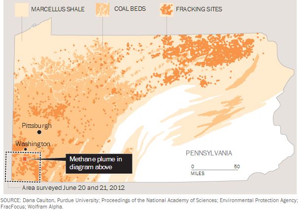 2014 04 14 PNAS study 100 to 1000 times more methane leakage during drilling than EPA estimates visual Washington Post article