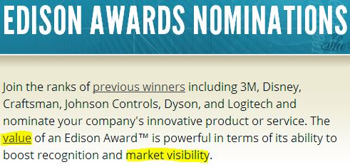 2014 04 29 Corporations nominate themselves to Edison Awards is just a marketing ploy