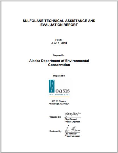2010 06 01 Sulfolane Report for Alaska DEC snap cover