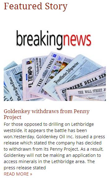 2014 05 01 Goldenkey withdraws from Penny Project Lethbridge Herald featured news
