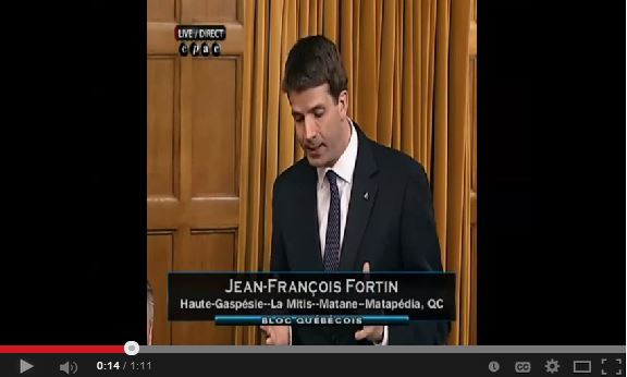 2014 05 01 JF Fortin questions fracing in Parliament snap