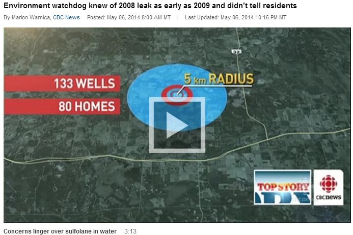 2014 05 06 Alberta government knew of Edson sulfolane leak as early as 2009 did not tell residents relying on groundwater