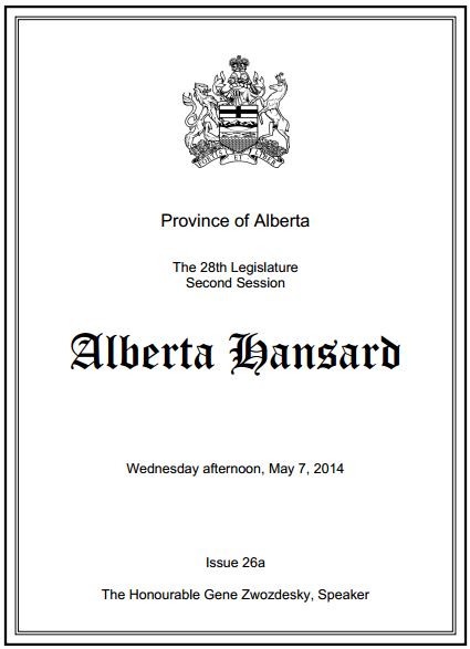 2014 05 07 Alberta Hansard May 7 Ann Craft's contaminated well water after fracing by Quicksilver