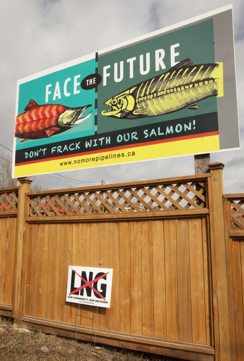 2014 05 13 Don't Frack with our Salmon No LNG signs Hazelton-500x738