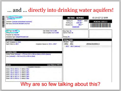 2014 05 24 snap Countenay presentation by Ernst In my community encana frac'd directly into Rosebud drinking water aquifers