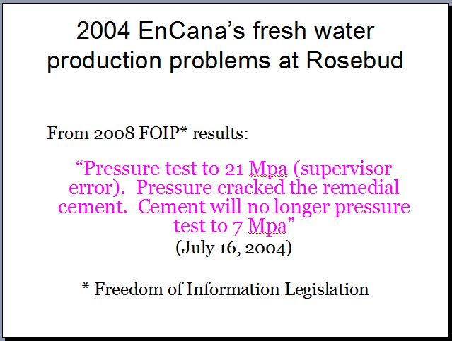 2004 Encana's fresh water production problems on 5-14-27-22-W4M at Rosebud
