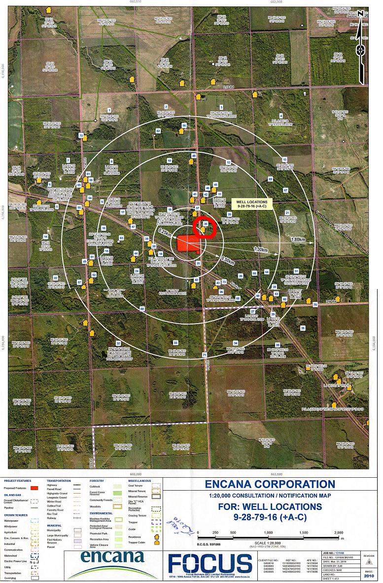 2015 03 19 Map Smith farm in Peace Region, retired farmer not happy about fracing by Encana 260 metres from his home