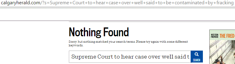 2015 04 30 SNAP Calgary Herald coverage if search Supreme Court Canada granting Ernst leave to appeal