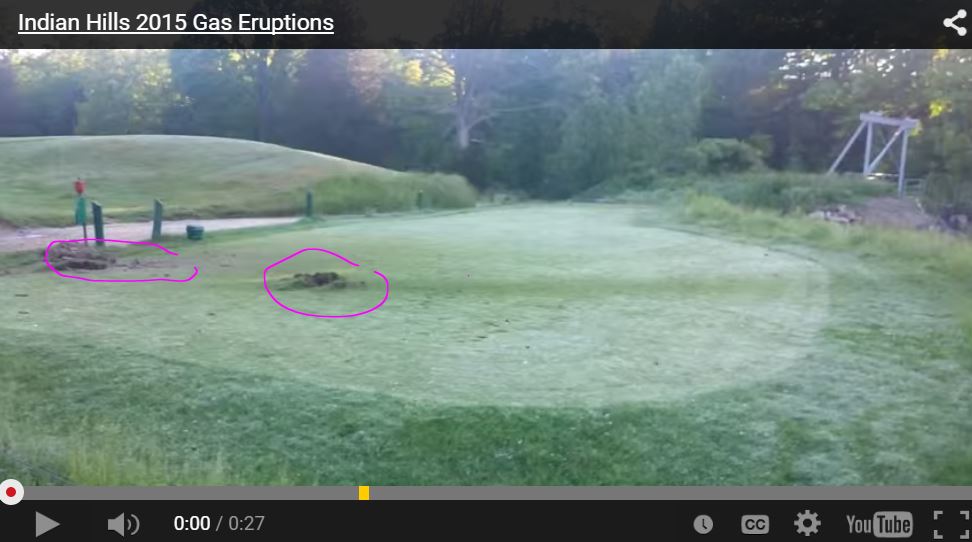 2015 06 Indian Hills Golf Course Natural Gas eruptions, geysers, on the green