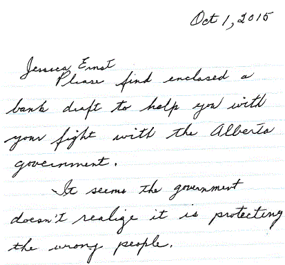 2015 08 17 Donation Note Ernst vs Encana, seems govt doesn't realize it's protecting the wrong people