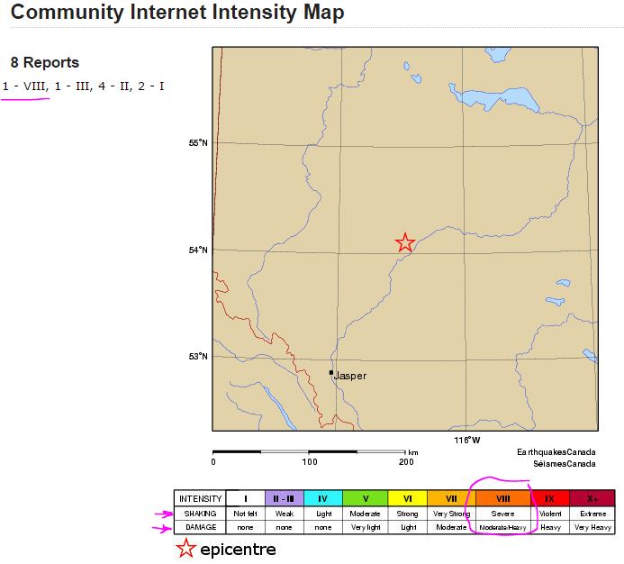 2015 2nd 4.4 Magnitude frac quake at Fox Creek, Alberta, Severe shaking felt with moderate-heavy damage reported