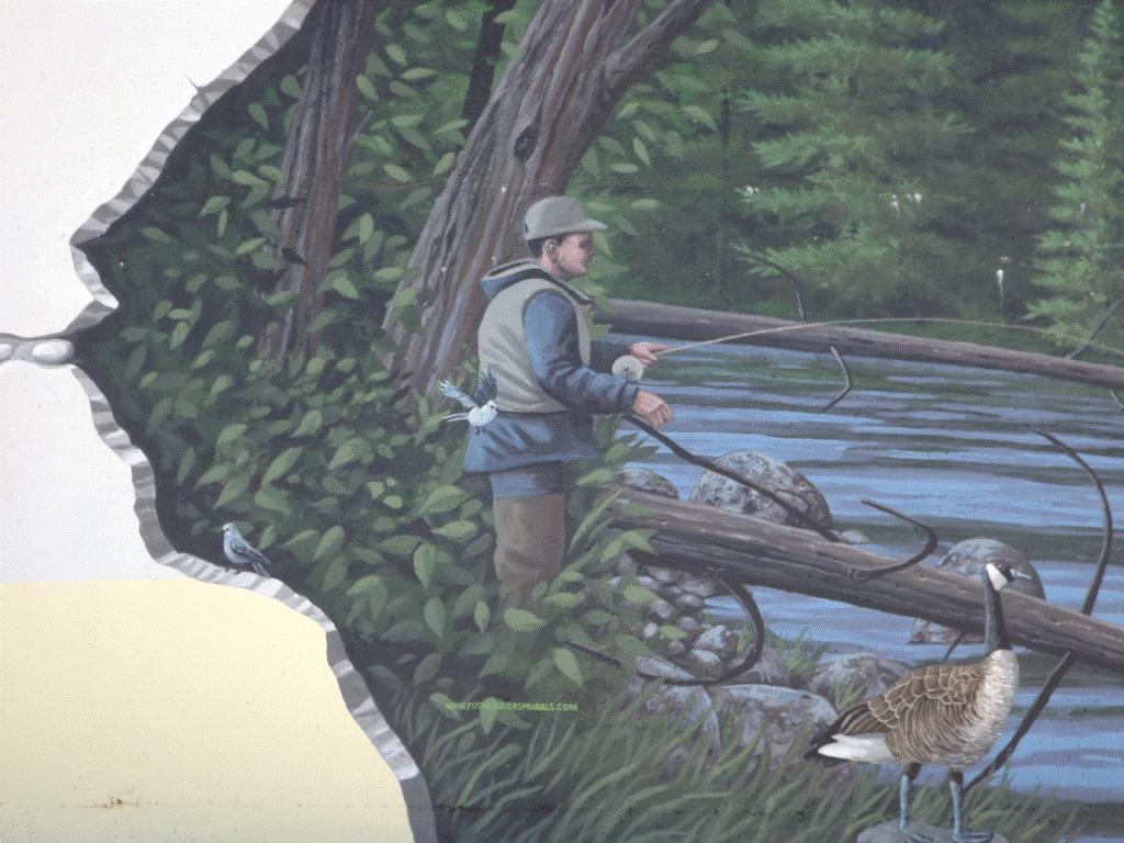 2015 Chevron funded Fox Creek water tower mural, fishing, what when fracing dries up the creeks, rivers, water wells