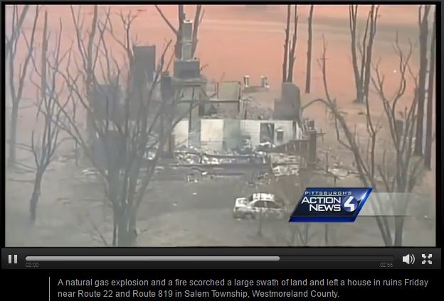 2016 04 29 Salem Twp Spectra Pipeline Explosion, critically injured 26 year old man, destroyed home, farmland2, snap2 from drone footage showing damage