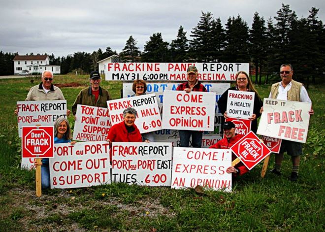 2016 05 26 Photo by Aiden Mahoney Port au Port Bay St George Fracking Awareness Group Board