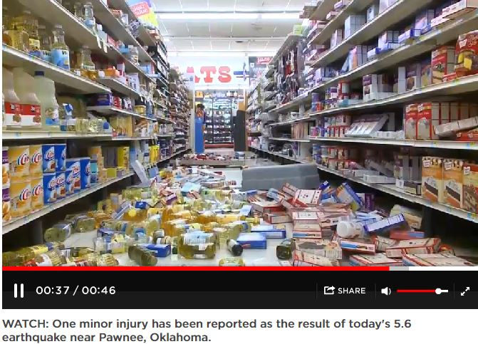 2016 09 03 snap from global news clip on Pawnee Oklahoma 5.6 M earthquake