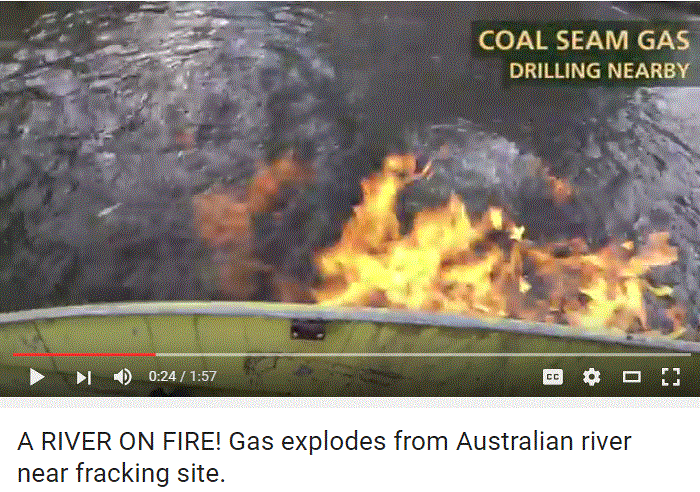 2016 Condamine River on Fire near CBM, CSG Frac Sites by Chinchilla, Queensland, Australia, clip by Jeremy Buckingham 3