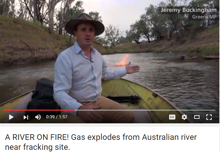 2016 Condamine River on Fire near CBM, CSG Frac Sites by Chinchilla, Queensland, Australia, clip by Jeremy Buckingham 4
