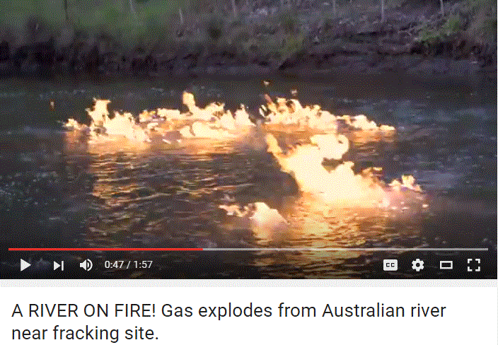 2016 Condamine River on Fire near CBM, CSG Frac Sites by Chinchilla, Queensland, Australia, clip by Jeremy Buckingham 6