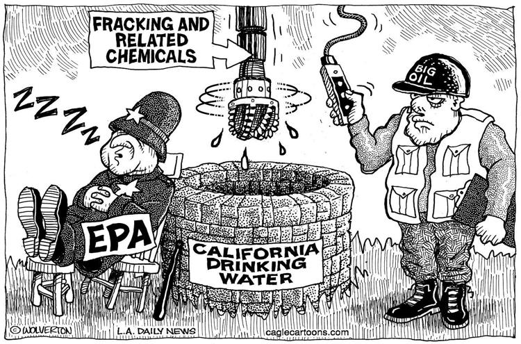 This image has an empty alt attribute; its file name is 2016-cartoon-big-oil-injecting-frac-waste-into-california-drinking-water-aquifers.jpg