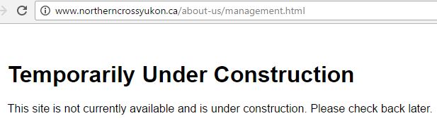 2017 04 11 Does Northern Cross Yukon exist, management page, nothing on their website