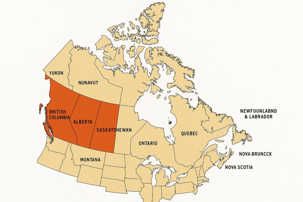 Rio Times AI created Map of Canada includes much of the northern USA as Montana, Nova Scotia, Nova Bruncck as New Brunswick, Newfunnlabnd & Labrador instead of Newfoundland, Saskatohewan instead of Sasktachewan, Nunavut incorrectly mapped, no Manitoba, no NWT, and no PEI, other provinces and Yukon correctly named. Map was created to show location of Alberta which Danielle Smith is helping to separate from Canada with SK and BC, but BC is not interested in separating