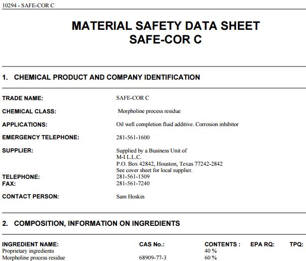 MSDS SAFECOR C