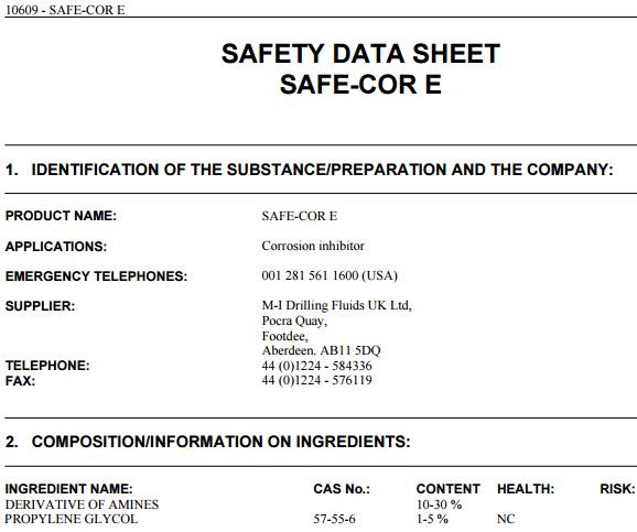 MSDS SAFECOR E