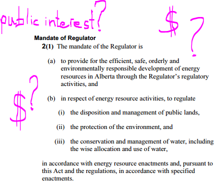 REDA, no public interest mandate for AER, does not have to operate in economic interests of Albertans